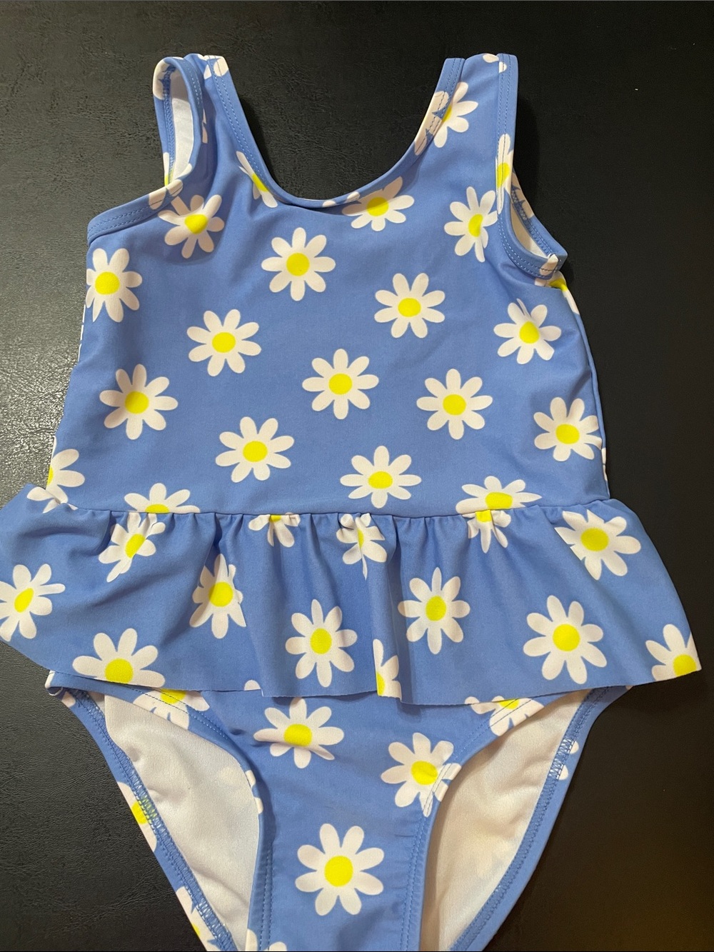 The Children's Place Blue Daisy Ruffle One-Piece Swimsuit Sz. 4T used good cond